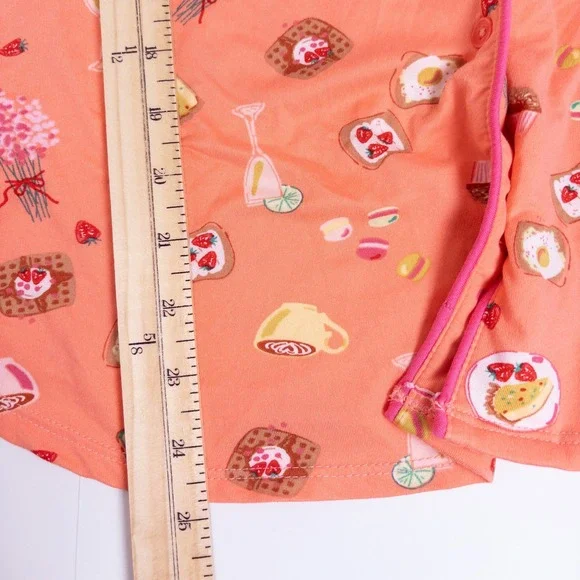 Joyspun Pajama Set Women XL Peach Brunch Food Print Short Sleeve Button Down - Picture 6 of 13